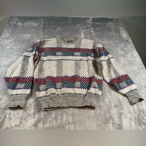 Cozy Multicolor Patterned Knit Sweater sir William Vtg Cosby L